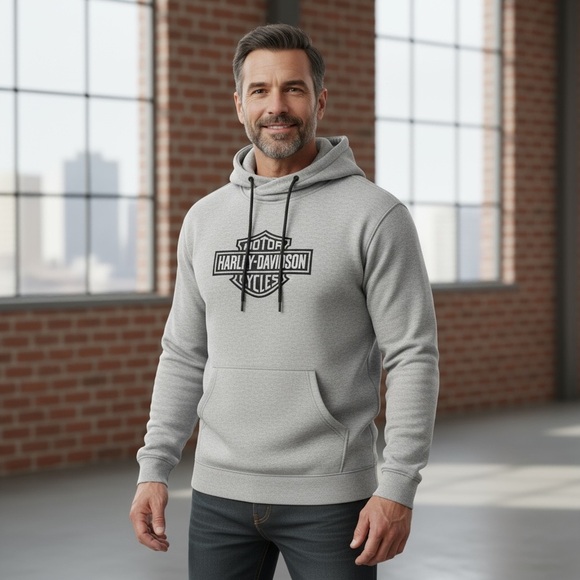 Harley-Davidson Other - Harley-Davidson Hoodie Men’s Size Large Gray With Pockets St Paul MN Long EUC